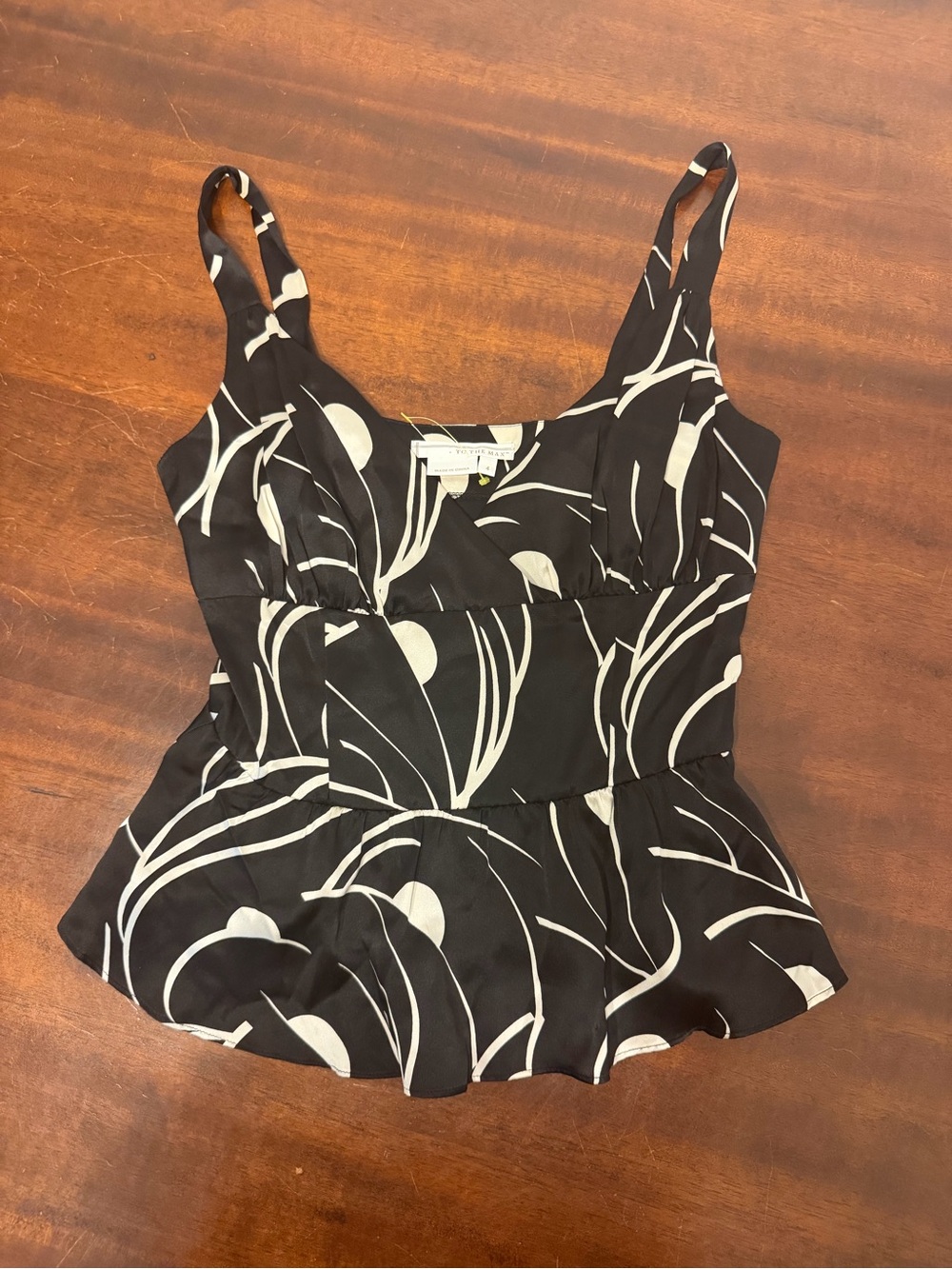 To the Max Black & White Peplum Camisole